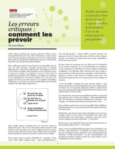 Les erreurs critiques : comment les prévoir