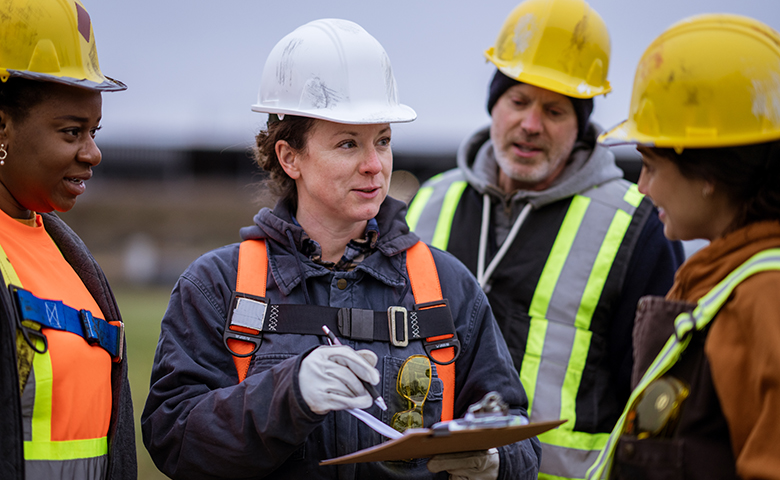 Leader asking questions on a job site