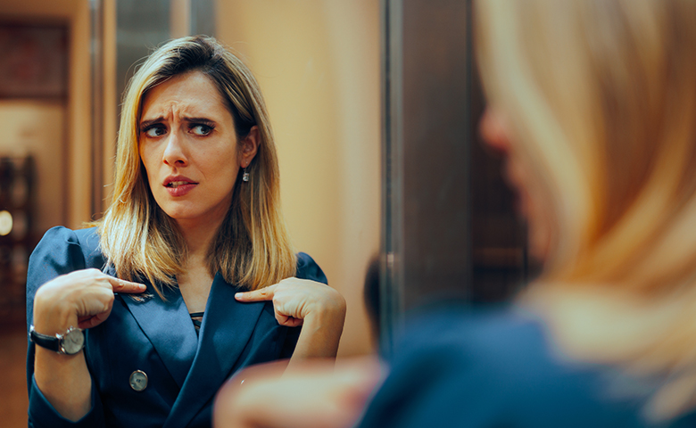 Women self-blaming herself